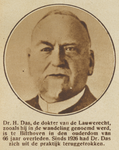 871736 Portret van dr. H. Das, 'de dokter van de Lauwerecht' te Utrecht, die op 66-jarige leeftijd in Bilthoven is ...
